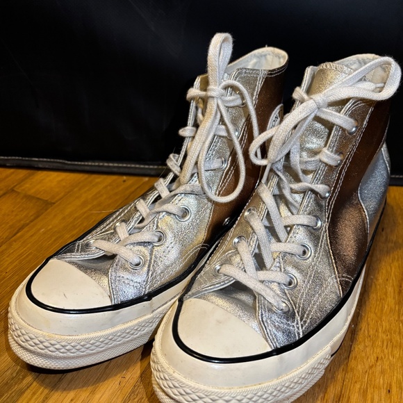Gold, Silver and Bronze Converse High Tops - Picture 2 of 3
